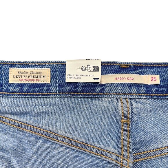 Levis Premium Women Baggy Dad Pieced Denim Jeans Blue Wide Leg Loose Relaxed New - Picture 15 of 16